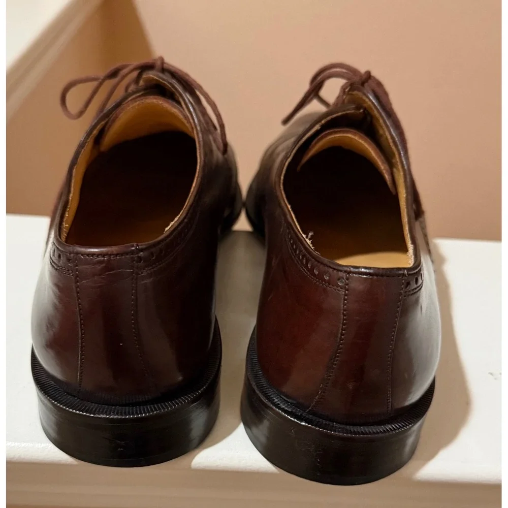 Mezlan Nicola Cap Toe Oxford Brown Leather Dress Shoes Men's 10.5 Made Spain